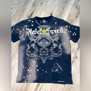 Rebel Spirit A Royal Way Of Life Skull Exclusive Black T-Shirt Men's Size‎ XL